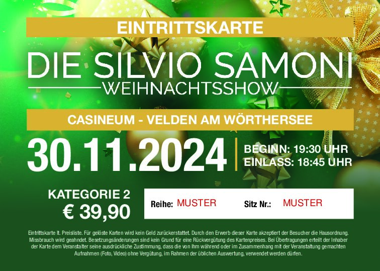 !!! AUSVERKAUFT!!! Eintrittskarte Weihnachtsshow Am 30.11.2024 Kategorie 2