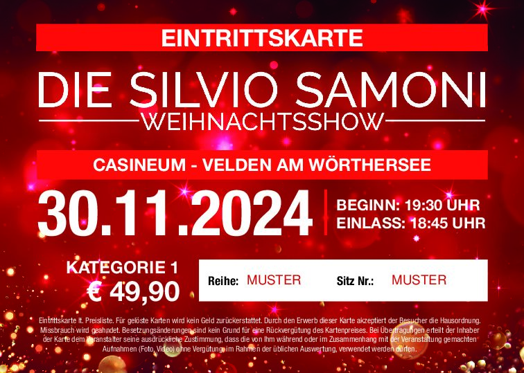 !!! AUSVERKAUFT!!! Eintrittskarte Weihnachtsshow Am 30.11.2024 Kategorie 1